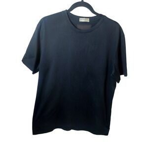 Balenciaga Paris Mens Navy Blue Short Sleeve Crew Neck T-Shirt Logo Patch L